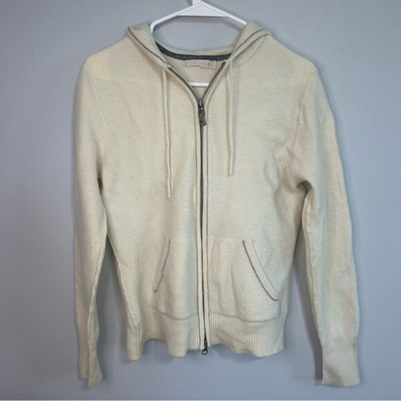 Smartwool Cream Off White Zip-Up SweaterMerino Wool Hooded Women’s Size Large - Picture 1 of 6